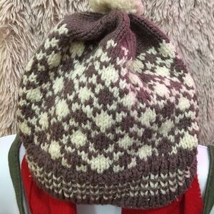 Stylish Brown and Cream Knit Beanie